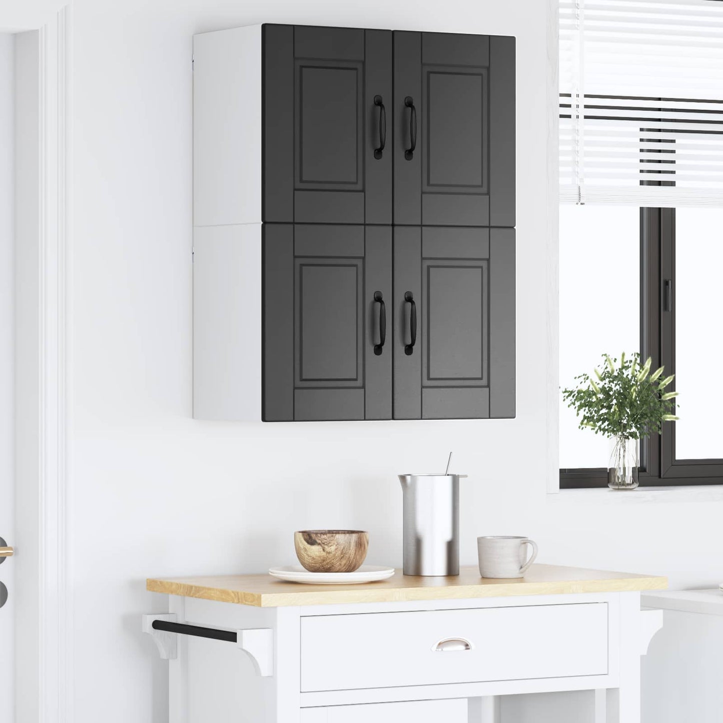 vidaXL Wall Cabinet PORTO 2 pcs Black 60 x 31 x 40 cm Engineered Wood