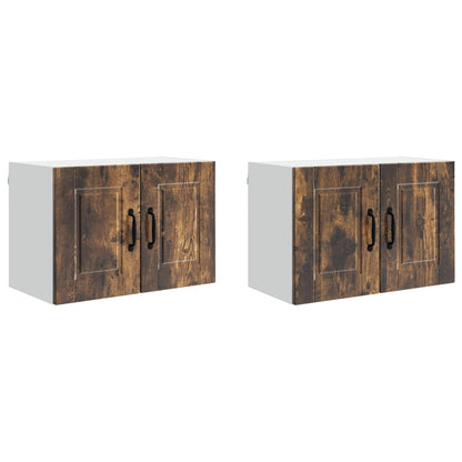 vidaXL Wall Cabinet PORTO 2 pcs Smoked Oak 60 x 31 x 40 cm