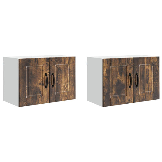 vidaXL Wall Cabinet PORTO 2 pcs Smoked Oak 60 x 31 x 40 cm