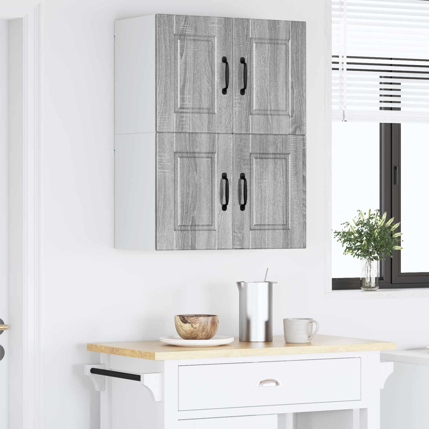 vidaXL Wall Cabinet PORTO 2 pcs Grey Sonoma 60 x 31 x 40 cm