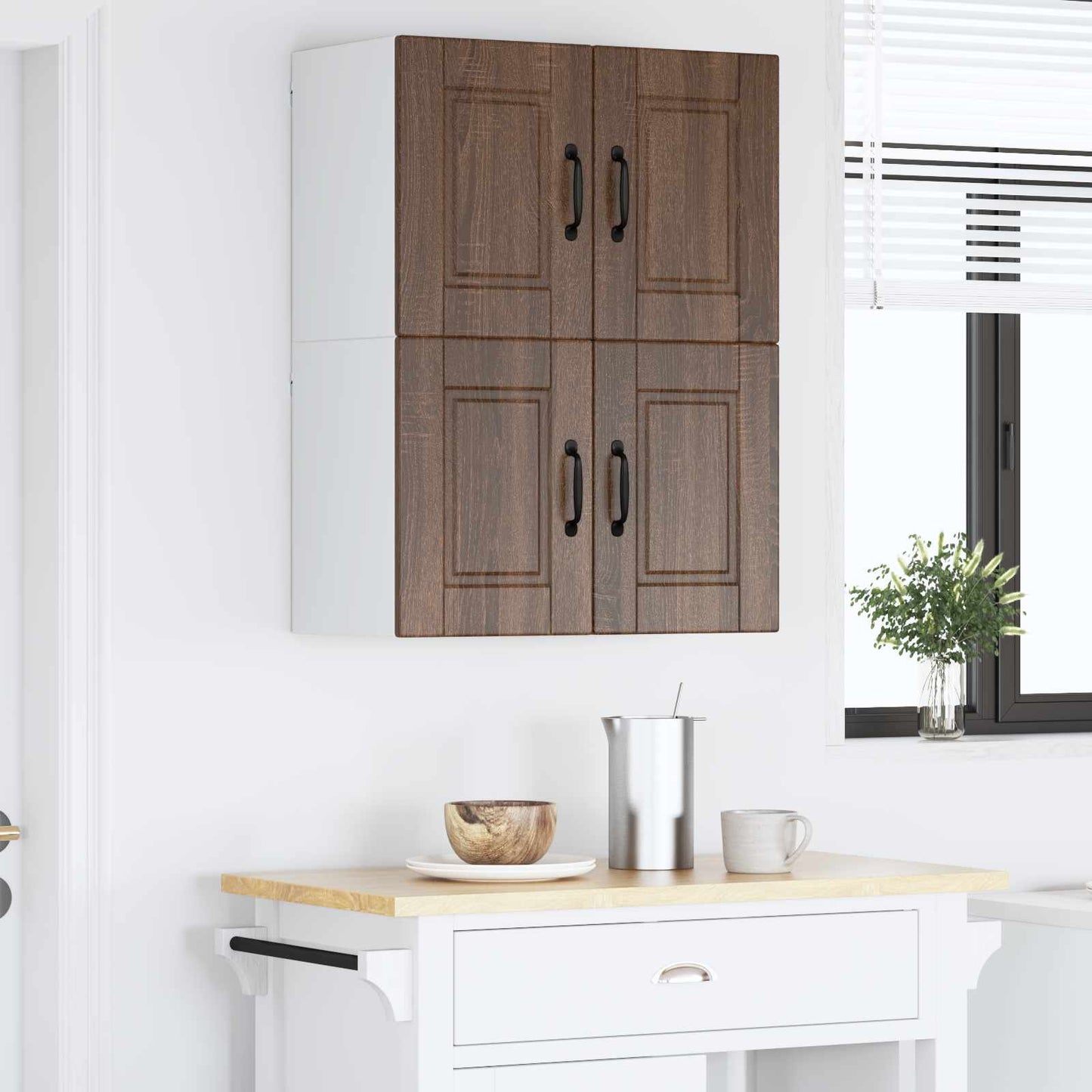 vidaXL Wall Cabinet PORTO 2 pcs Brown Oak 60 x 31 x 40 cm