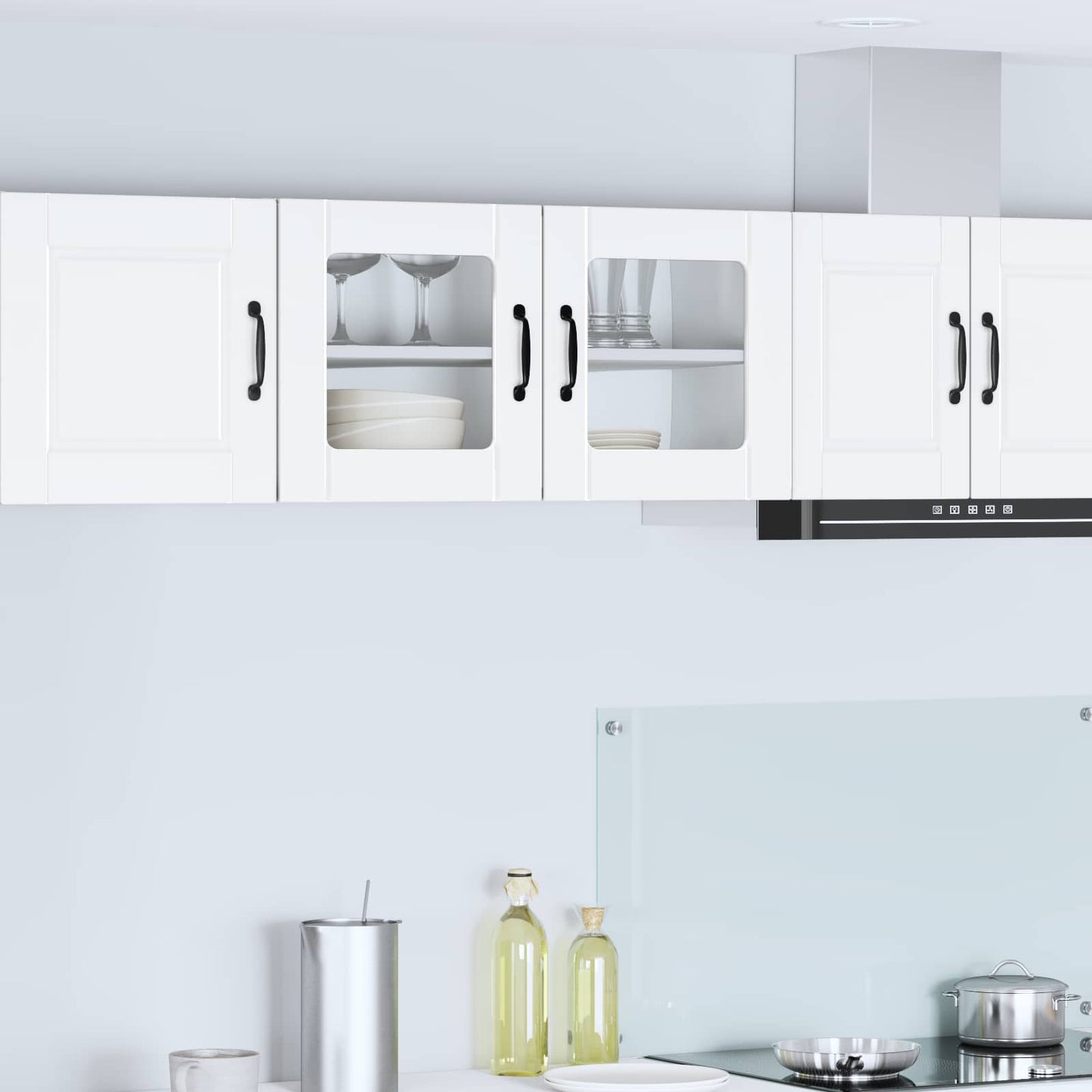 vidaXL Wall Glass Cabinet PORTO White 80 x 31 x 40 cm Engineered Wood