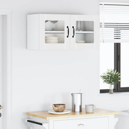 vidaXL Wall Glass Cabinet PORTO White 80 x 31 x 40 cm Engineered Wood