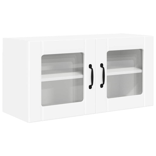 vidaXL Wall Glass Cabinet PORTO White 80 x 31 x 40 cm Engineered Wood