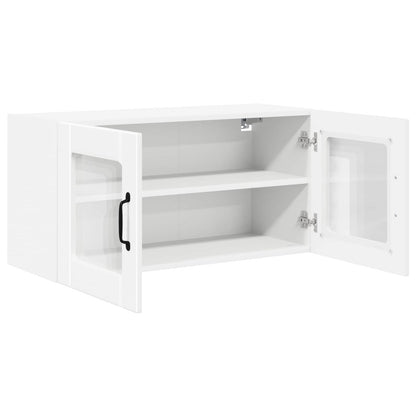 vidaXL Wall Glass Cabinet PORTO White 80 x 31 x 40 cm Engineered Wood