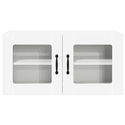 vidaXL Wall Glass Cabinet PORTO White 80 x 31 x 40 cm Engineered Wood