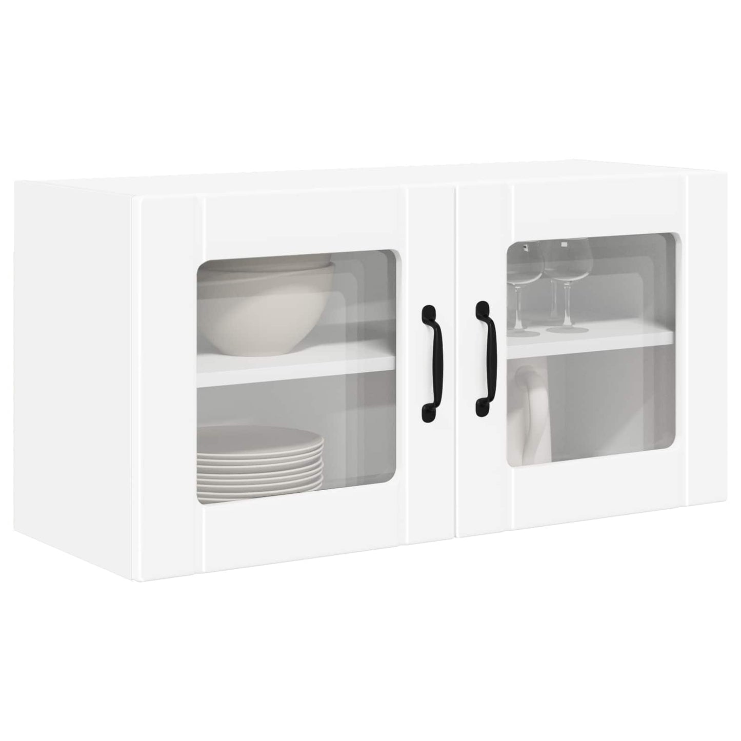 vidaXL Wall Glass Cabinet PORTO White 80 x 31 x 40 cm Engineered Wood