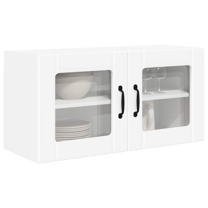 vidaXL Wall Glass Cabinet PORTO White 80 x 31 x 40 cm Engineered Wood