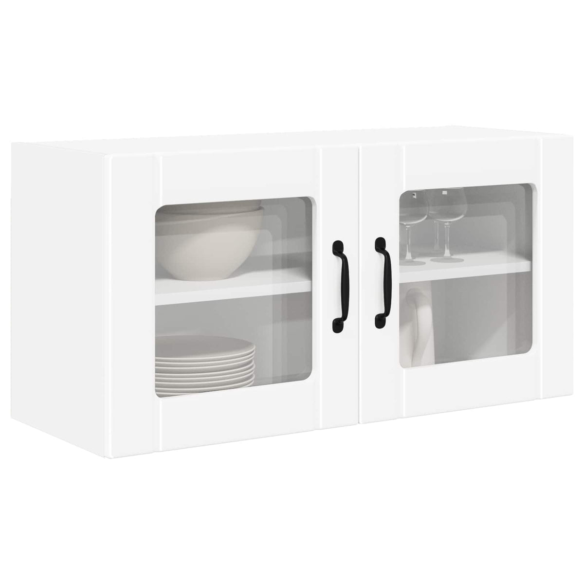 vidaXL Wall Glass Cabinet PORTO White 80 x 31 x 40 cm Engineered Wood
