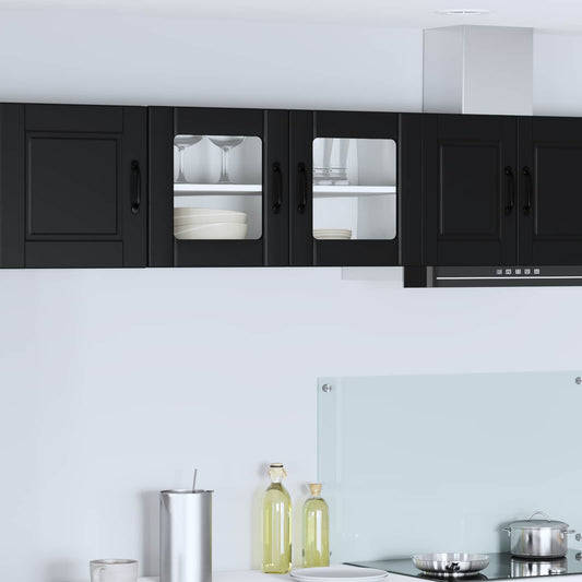 vidaXL Wall Glass Cabinet PORTO Black 80 x 31 x 40 cm Engineered Wood