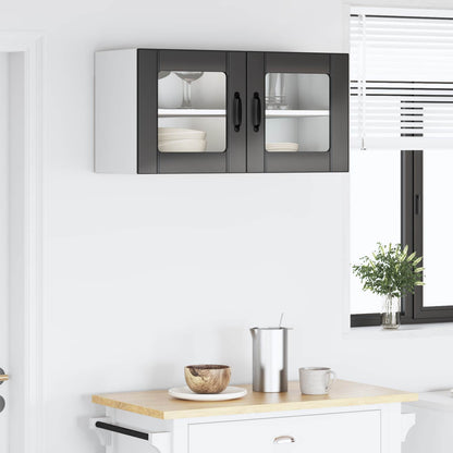 vidaXL Wall Glass Cabinet PORTO Black 80 x 31 x 40 cm Engineered Wood