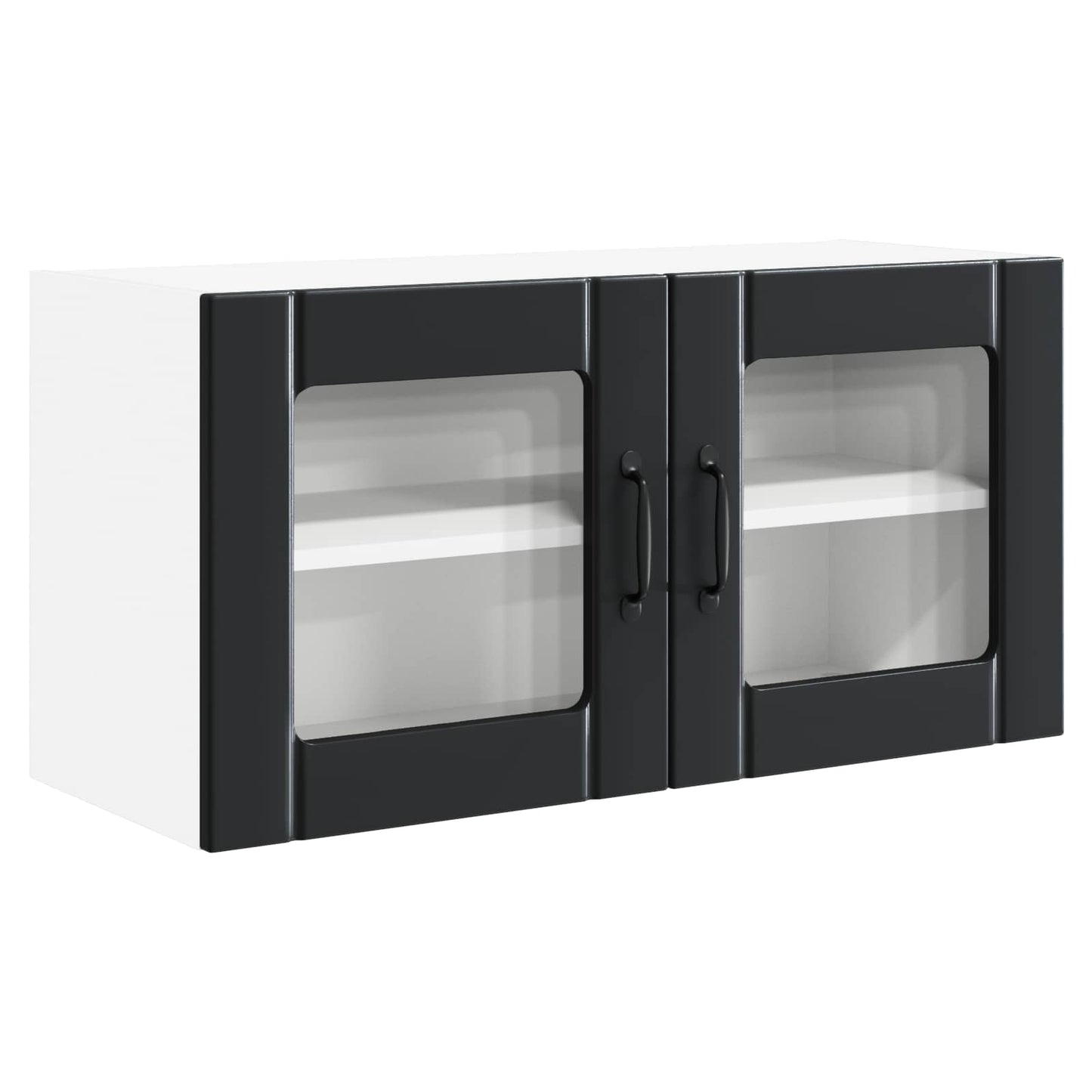 vidaXL Wall Glass Cabinet PORTO Black 80 x 31 x 40 cm Engineered Wood