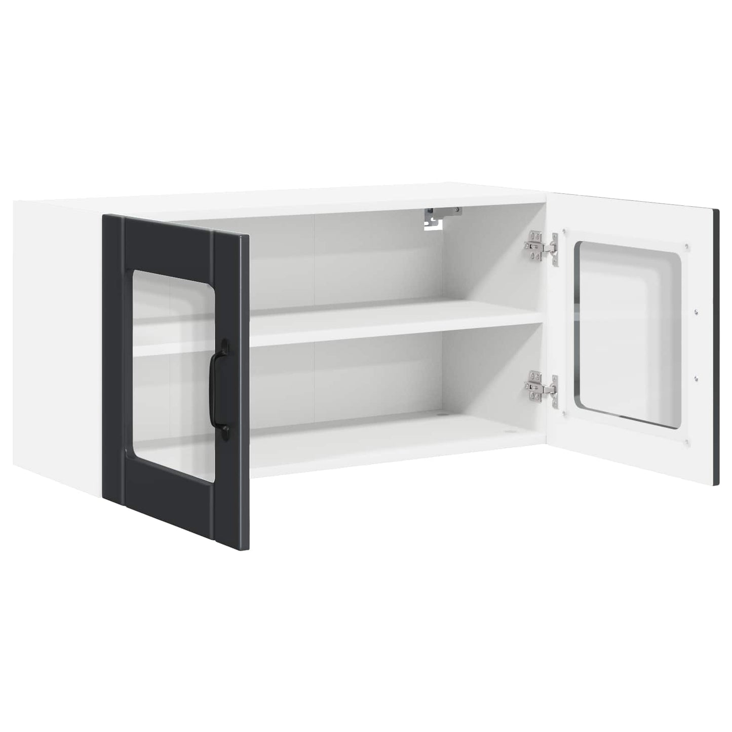 vidaXL Wall Glass Cabinet PORTO Black 80 x 31 x 40 cm Engineered Wood
