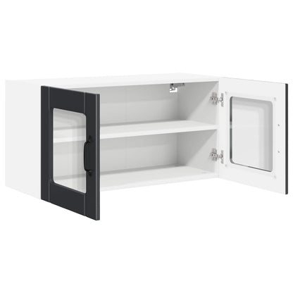 vidaXL Wall Glass Cabinet PORTO Black 80 x 31 x 40 cm Engineered Wood