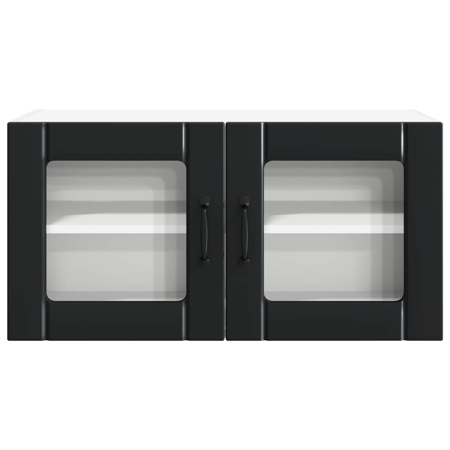 vidaXL Wall Glass Cabinet PORTO Black 80 x 31 x 40 cm Engineered Wood