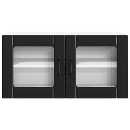vidaXL Wall Glass Cabinet PORTO Black 80 x 31 x 40 cm Engineered Wood