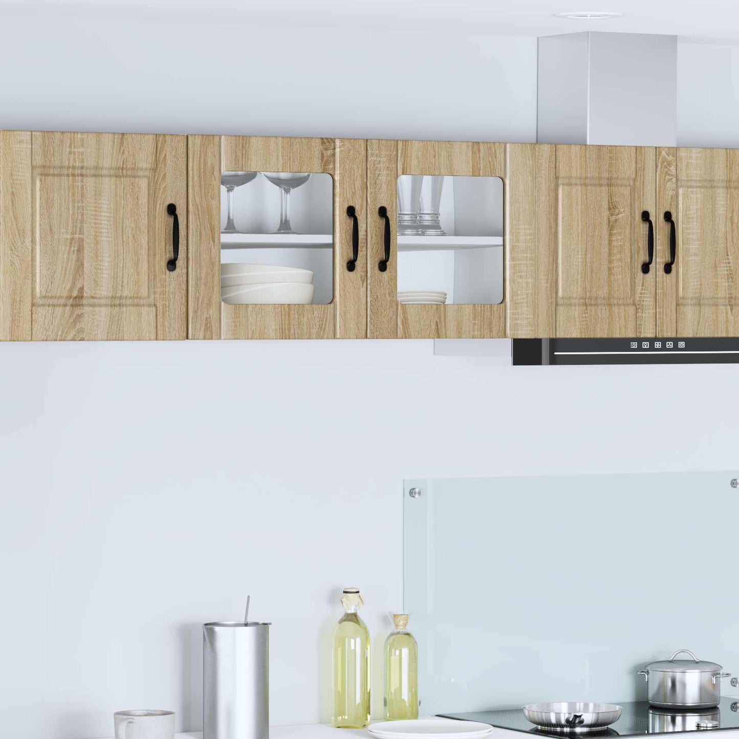 vidaXL Wall Glass Cabinet PORTO Sonoma Oak 80 x 31 x 40 cm