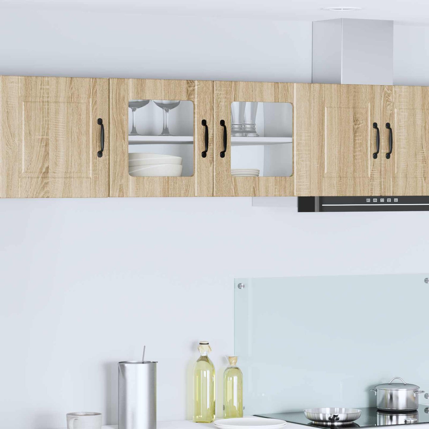 vidaXL Wall Glass Cabinet PORTO Sonoma Oak 80 x 31 x 40 cm