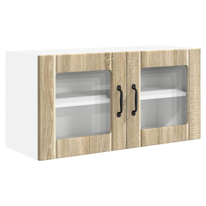 vidaXL Wall Glass Cabinet PORTO Sonoma Oak 80 x 31 x 40 cm
