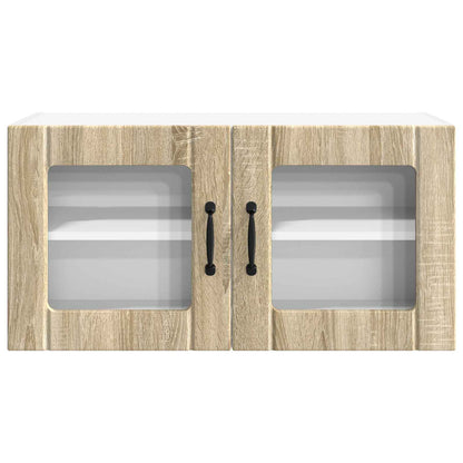 vidaXL Wall Glass Cabinet PORTO Sonoma Oak 80 x 31 x 40 cm