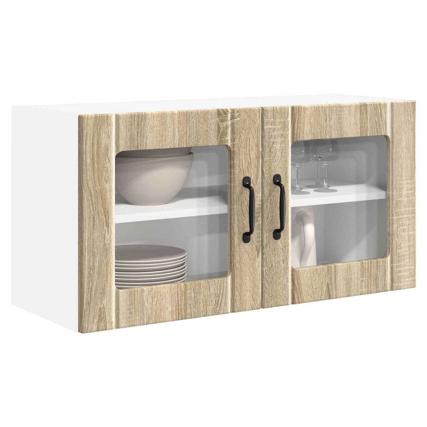 vidaXL Wall Glass Cabinet PORTO Sonoma Oak 80 x 31 x 40 cm