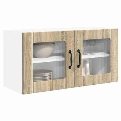 vidaXL Wall Glass Cabinet PORTO Sonoma Oak 80 x 31 x 40 cm