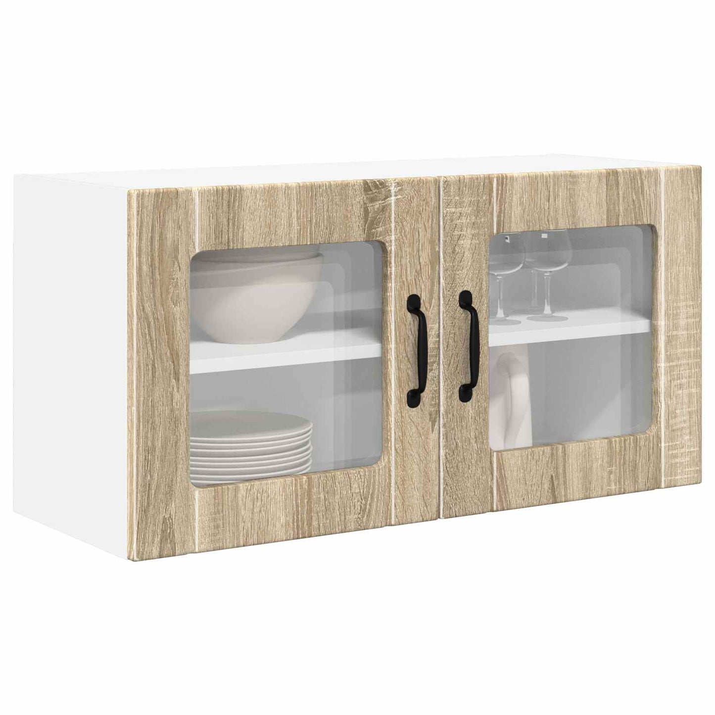 vidaXL Wall Glass Cabinet PORTO Sonoma Oak 80 x 31 x 40 cm