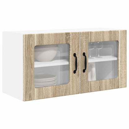 vidaXL Wall Glass Cabinet PORTO Sonoma Oak 80 x 31 x 40 cm