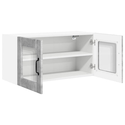vidaXL Wall Glass Cabinet PORTO Concrete Grey 80 x 31 x 40 cm