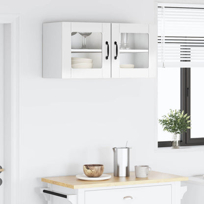 vidaXL Wall Glass Cabinet PORTO High Gloss White 80 x 31 x 40 cm