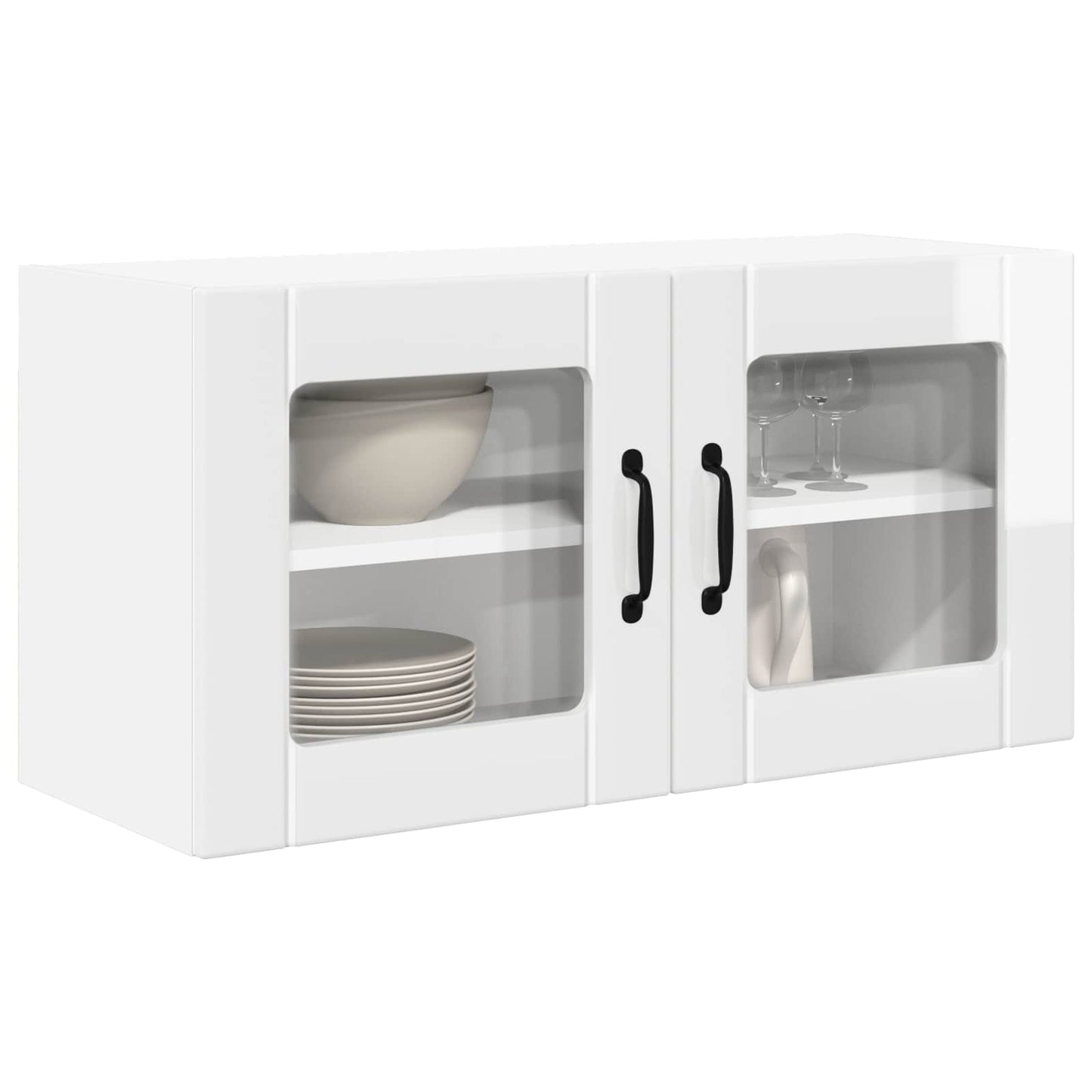vidaXL Wall Glass Cabinet PORTO High Gloss White 80 x 31 x 40 cm