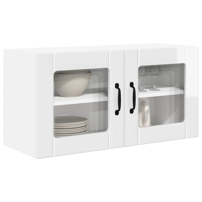 vidaXL Wall Glass Cabinet PORTO High Gloss White 80 x 31 x 40 cm