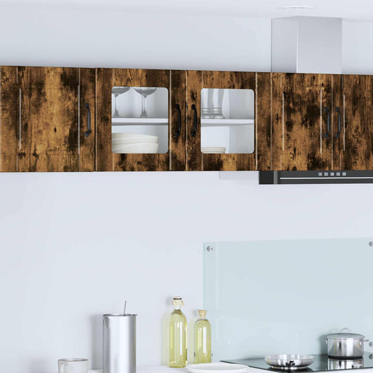 vidaXL Wall Glass Cabinet PORTO Smoked Oak 80 x 31 x 40 cm