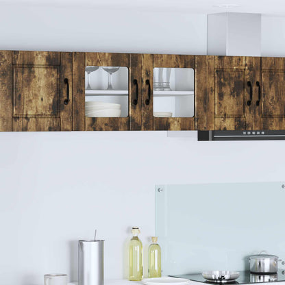 vidaXL Wall Glass Cabinet PORTO Smoked Oak 80 x 31 x 40 cm