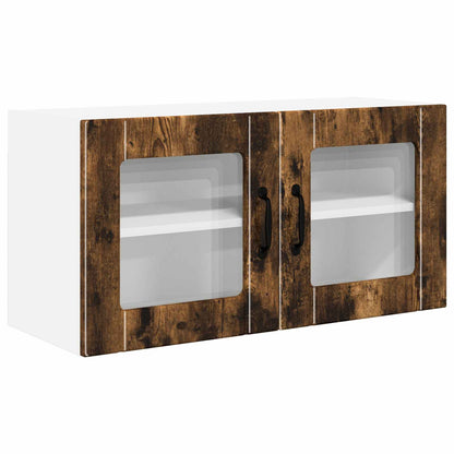 vidaXL Wall Glass Cabinet PORTO Smoked Oak 80 x 31 x 40 cm