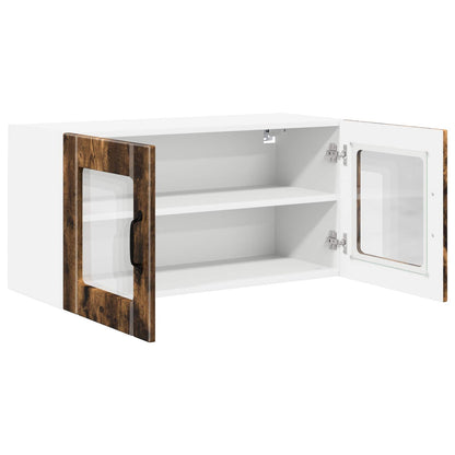 vidaXL Wall Glass Cabinet PORTO Smoked Oak 80 x 31 x 40 cm