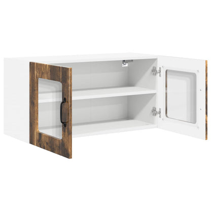vidaXL Wall Glass Cabinet PORTO Smoked Oak 80 x 31 x 40 cm