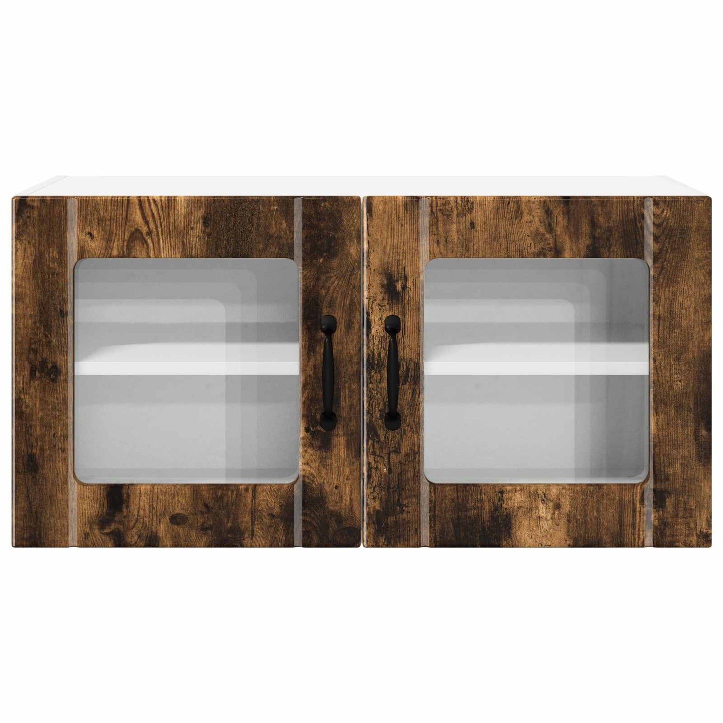 vidaXL Wall Glass Cabinet PORTO Smoked Oak 80 x 31 x 40 cm