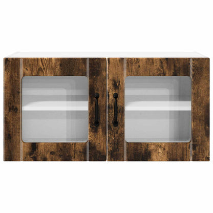 vidaXL Wall Glass Cabinet PORTO Smoked Oak 80 x 31 x 40 cm