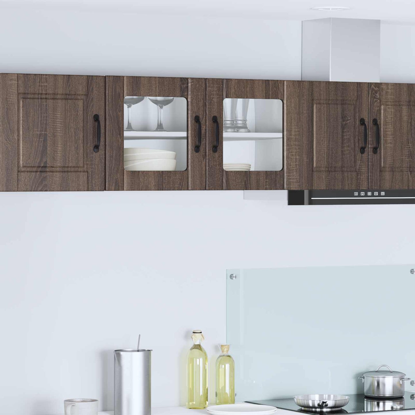 vidaXL Wall Glass Cabinet PORTO Brown Oak 80 x 31 x 40 cm
