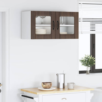 vidaXL Wall Glass Cabinet PORTO Brown Oak 80 x 31 x 40 cm