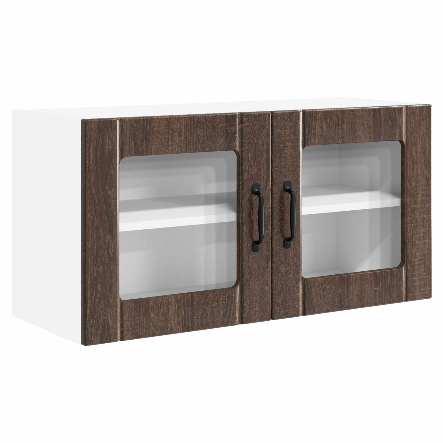 vidaXL Wall Glass Cabinet PORTO Brown Oak 80 x 31 x 40 cm