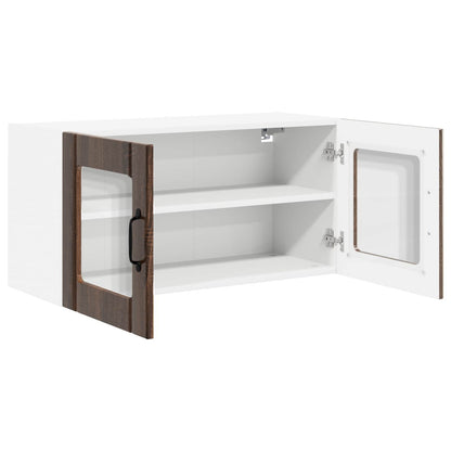 vidaXL Wall Glass Cabinet PORTO Brown Oak 80 x 31 x 40 cm