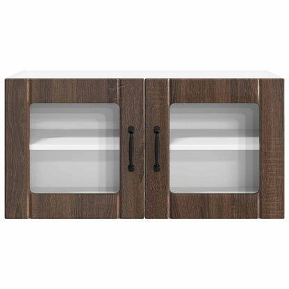 vidaXL Wall Glass Cabinet PORTO Brown Oak 80 x 31 x 40 cm