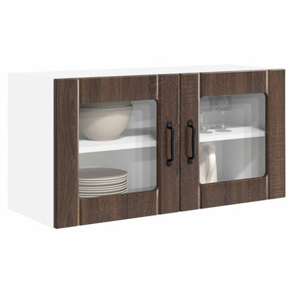 vidaXL Wall Glass Cabinet PORTO Brown Oak 80 x 31 x 40 cm