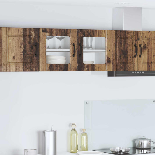 vidaXL Wall Glass Cabinet PORTO Old Wood 80 x 31 x 40 cm