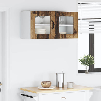 vidaXL Wall Glass Cabinet PORTO Old Wood 80 x 31 x 40 cm