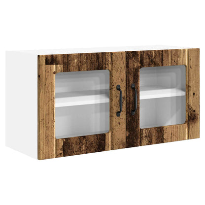 vidaXL Wall Glass Cabinet PORTO Old Wood 80 x 31 x 40 cm