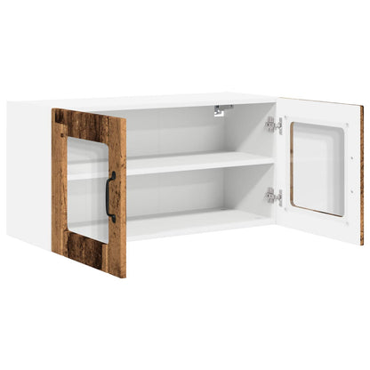 vidaXL Wall Glass Cabinet PORTO Old Wood 80 x 31 x 40 cm