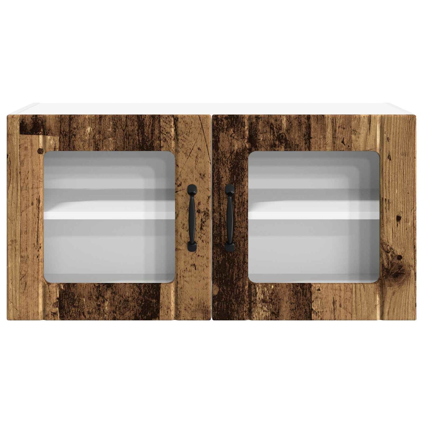 vidaXL Wall Glass Cabinet PORTO Old Wood 80 x 31 x 40 cm